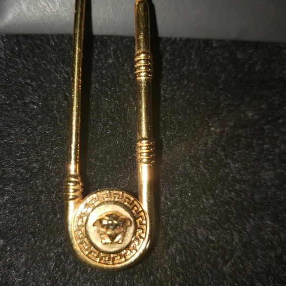 Authentic Versace Gold Earrings 24kt plated chandelier drop earrings - Picture 2 of 7